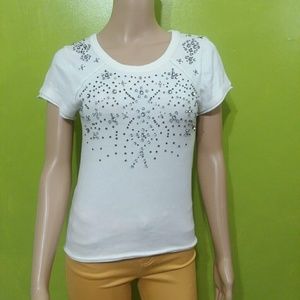 Free People Beaded White Knit top Sz XS